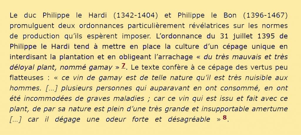 Extrait de l'ordonnance d'interdiction du déloyal Gamay